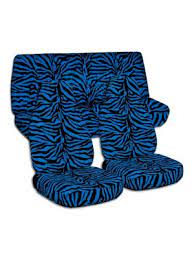 Blue Zebra Print Car Seat Covers