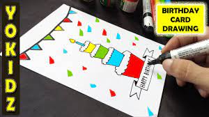 Learn how to draw birthday card pictures using these outlines or print just for coloring. Birthday Card Drawing Easy Youtube