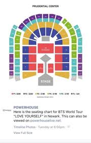 seating map for prudential center bts