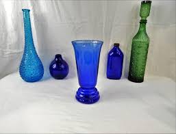 vintage glass vase cobalt blue decor