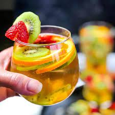 white wine sangria with tropical fruit