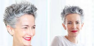 This layered short hairstyle with gray hair color and dark roots may look good on women with dark to medium skin tones. Haircut Ideas For Grey And Silver Hair Iles Formula