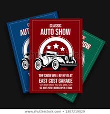 Classic Auto Show Flyer Template 3 Stock Vector Royalty