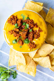 vegan chile con queso with soy chorizo