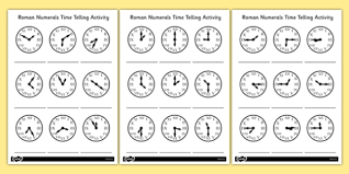 Roman Numerals Time Telling Activity Roman Numerals Activity
