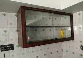 Pvc Brown Glass Door Kitchen Cupboard
