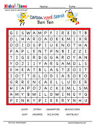 ben ten word search puzzle worksheet