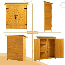 natural wood outdoor storage cabinet