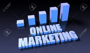 Online Marketing Graph Chart In 3d On Blue And Black Stock