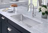 Quatrus R15 U Super Single Undermount Large Single Bowl Kitchen Sink in Stainless Steel 401518  Blanco