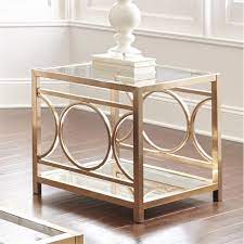 Olympia Square Glass Top End Table In