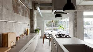 eight concrete kitchens with raw and