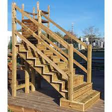 freestanding outdoor stairs with wooden