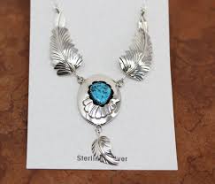 navajo silver turquoise feather