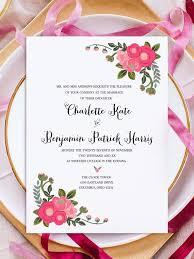 pink flowers free printable invitation