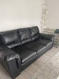 black leather sofa 3 seater ebay