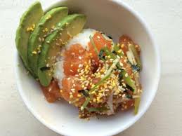 salmon avocado poke bowl recipe and