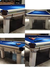polished steel white pool table for
