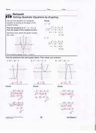 9 5 Solving Quadratic Equations By Graphing