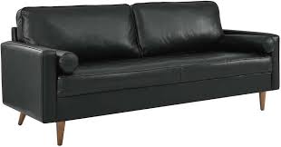 Valour Black 81 Inch Leather Sofa By