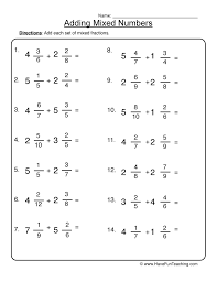Adding Mixed Numbers Worksheet Have