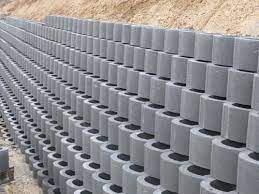 hollow concrete block for retaining