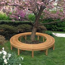 This type of bench is square in shape and provides a snug fit around the tree. Teak Tree Bench Circa Curved Backless 4 Piece Circular Tree Bench