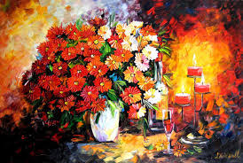 Flower Wine And Candle Giclee Print