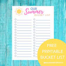 summer bucket list free blank