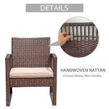 Oc Orange Casual Patiorama 3 Pieces Wicker Outdoor Patio Furniture Set With Brown Cushions