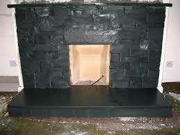 Dark Gray Slate Brick Fireplace