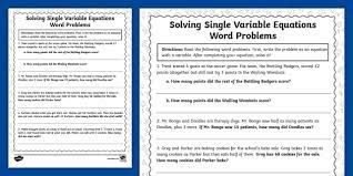 Single Variable Equations Powerpoint
