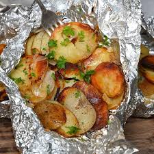 perfectly grilled potatoes in foil