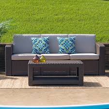 Chocolate Brown Faux Rattan Sofa With