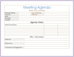 Basic Meeting Agenda Template Formal Informal Meetings