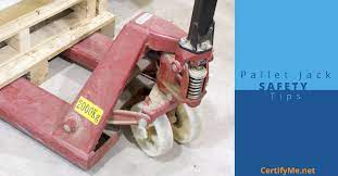Make sure pallet jack is at a complete stop, and lowered to the floor before releasing the control handle; Electric Pallet Jack Safety Training Tips Tricks