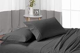 dark grey stripe sheet set comfy sateen