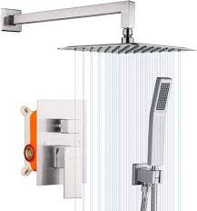 Gappo Shower System Brushed Nickel Wall Mounted High Pressure 10 Inch Rain  Shower Head System Rainfall Shower Faucet Shower Combo Set with Handheld  Rough-in Valve Included - Amazon.com