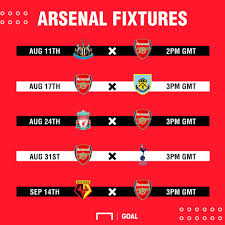 Flashscore.com offers arsenal livescore, final and partial results, standings and match details (goal scorers, red cards, odds comparison Charles Watts On Twitter Arsenal S First Five Fixtures Of The 2019 20 Premier League Season Include A Trip To Anfield And A North London Derby Unai Emery S Side Will Start The Campaign Away