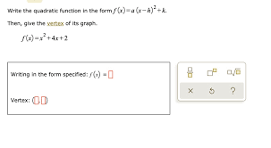 Quadratic Function In The Form F