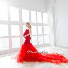 Check spelling or type a new query. Red Maternity Tulle Gown For Photoshoot Baby Shower Red Mermaid Dres