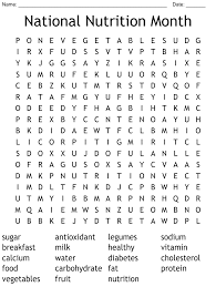 national nutrition month word search