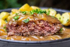 hamburger steak with onion gravy sous