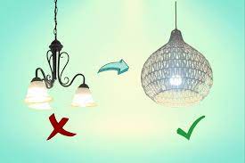 How to replace an ugly chandelier with a trendy ceiling light - dupeVS