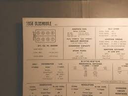 Details About 1958 Oldsmobile 371 Ci V8 Sun Electric Tune Up Chart Excellent Condition