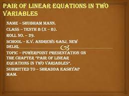 pair of linear equations in two
