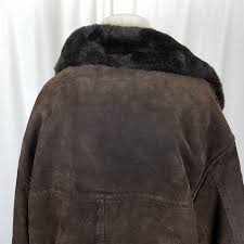 Brown Brushed Leather Faux Fur Peacoat