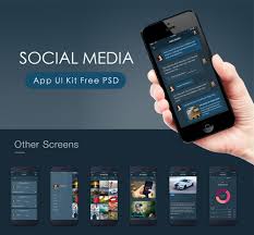 social a app ui kit free psd