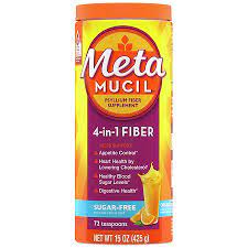 smooth metamucil psyllium fiber supplement by meta orange smooth sugar free powder 15 oz 72 doses