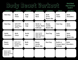 body beast workout calendar print a
